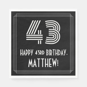 Servilleta De Papel 43.º Cumpleaños: Estilo Art Decó Inspirado "43" + 