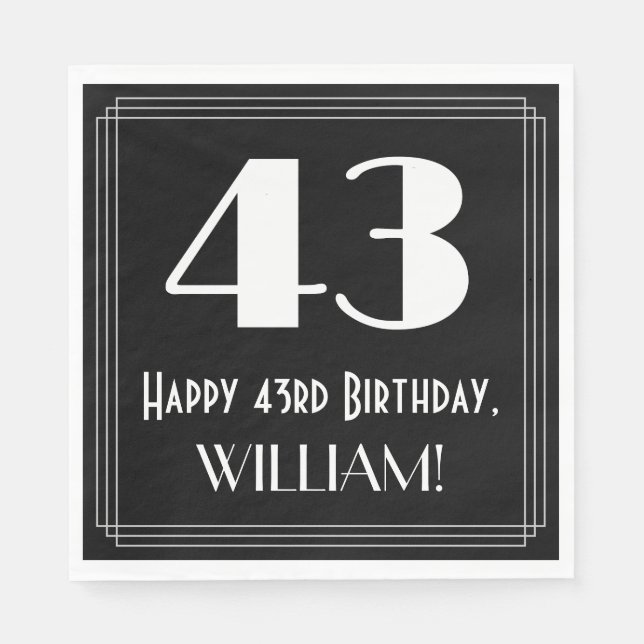 Servilleta De Papel 43 Aniversario ~ Art Deco Inspirado Aspecto "43",  (Anverso)