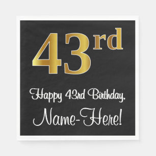 Servilleta De Papel 43 cumpleaños ~ Elegante lujoso Faux Gold Look #