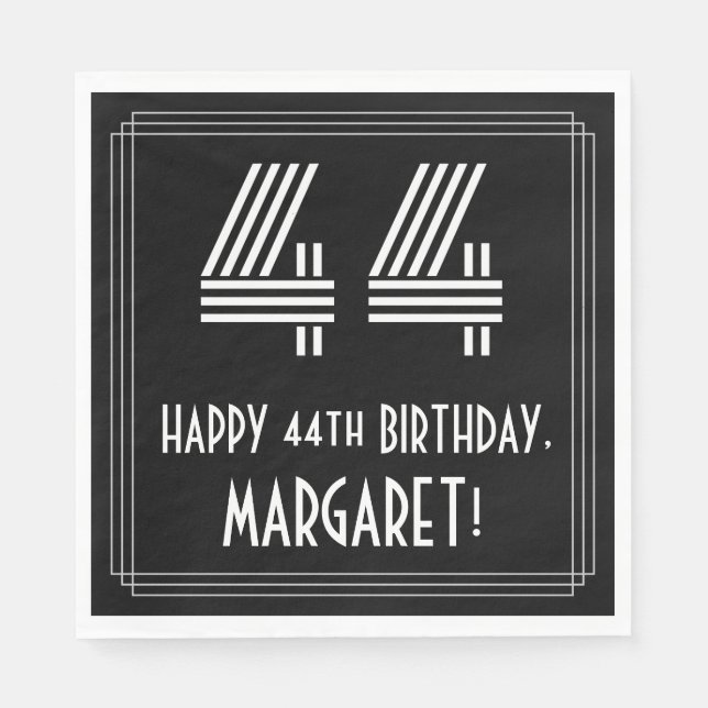 Servilleta De Papel 44º cumpleaños: Aspecto inspirado en el Art Deco " (Anverso)