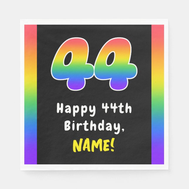 Servilleta De Papel 44º cumpleaños: Espectro arcoiris # 44, nombre per (Anverso)