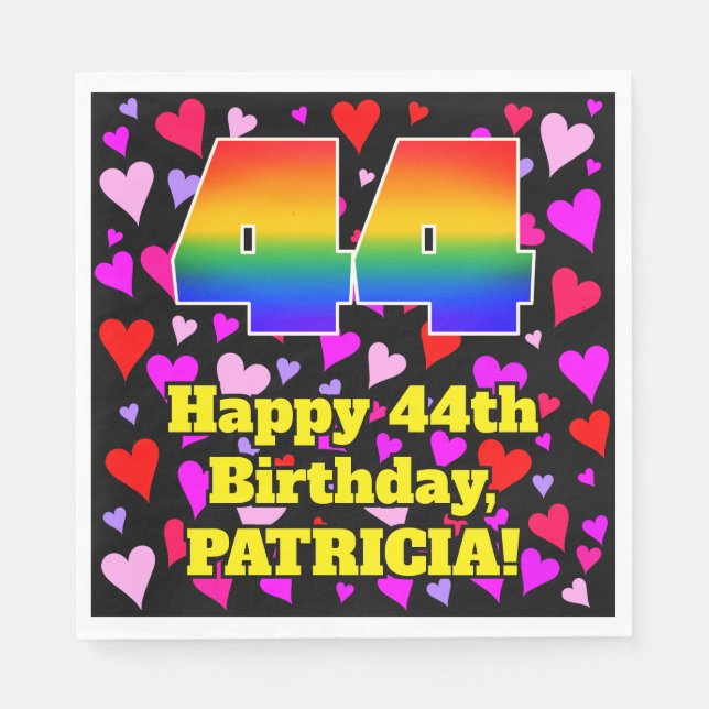 Servilleta De Papel 44º cumpleaños: Patrón de corazones amorosos, arco (Anverso)