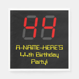 Servilleta De Papel 44.º cumpleaños: Estilo de reloj digital rojo "4
