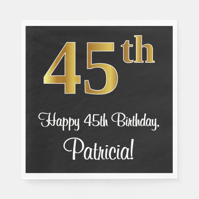 Servilleta De Papel 45 Aniversario ~ Elegante Lujoso Faux Gold Look # (Anverso)