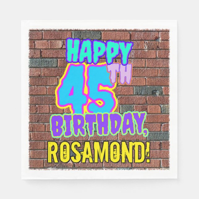 Servilleta De Papel 45 Cumpleaños ~ Divertido, Look Inspirado en Graff (Anverso)