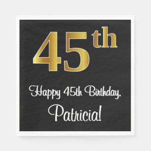 Servilleta De Papel 45 cumpleaños ~ Elegante lujoso Faux Gold Look #