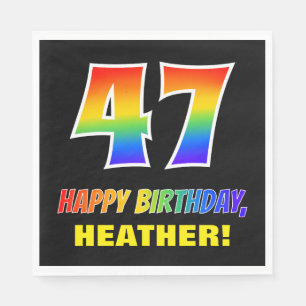 Servilleta De Papel 47º cumpleaños: audaz, divertido, simple, arcoiris