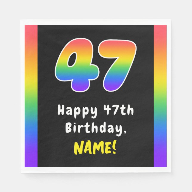 Servilleta De Papel 47º cumpleaños: Espectro arcoiris # 47, nombre per (Anverso)