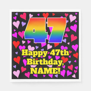 Servilleta De Papel 47.º cumpleaños: Patrón de corazón amoroso, arcoir