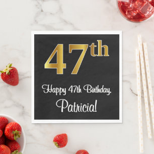 Servilleta De Papel 47 cumpleaños ~ Elegante lujoso Faux Gold Look #