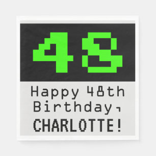 Servilleta De Papel 48º cumpleaños - Nerdy / Geeky Style "48" y nombre