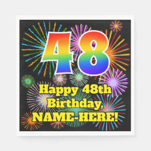 Servilleta De Papel 48.º cumpleaños: Patrón de fuegos artificiales 