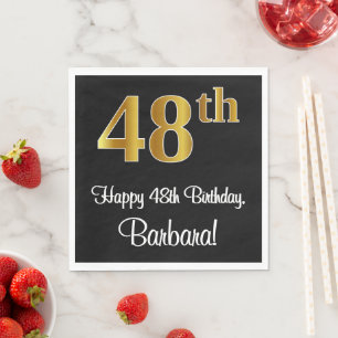 Servilleta De Papel 48 cumpleaños ~ Elegante lujoso Faux Gold Look #