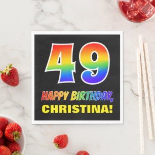 Servilleta De Papel 49º cumpleaños: audaz, divertido, simple, arcoiris