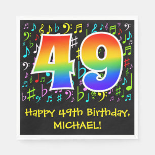 Servilleta De Papel 49º cumpleaños - Símbolos de música colorida, arco