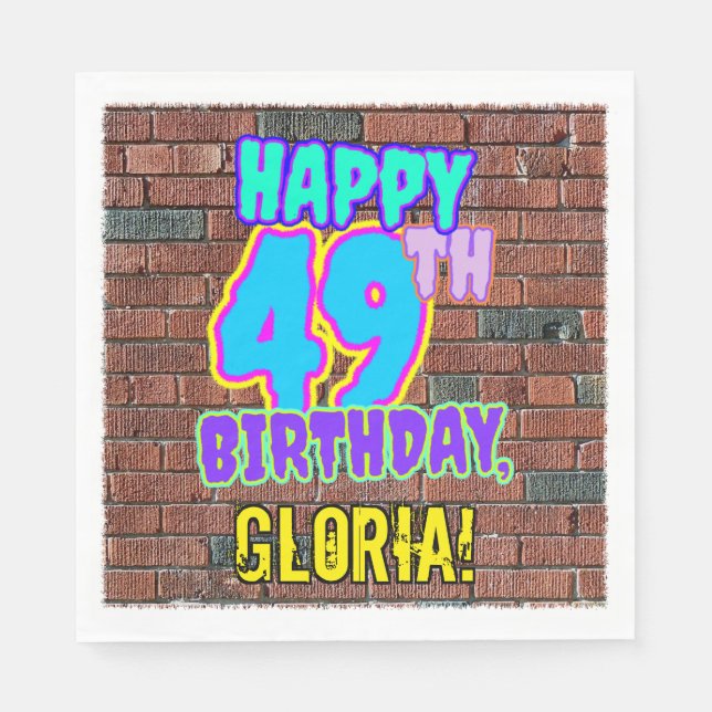 Servilleta De Papel 49 cumpleaños ~ Diversión, graffiti urbano inspira (Anverso)