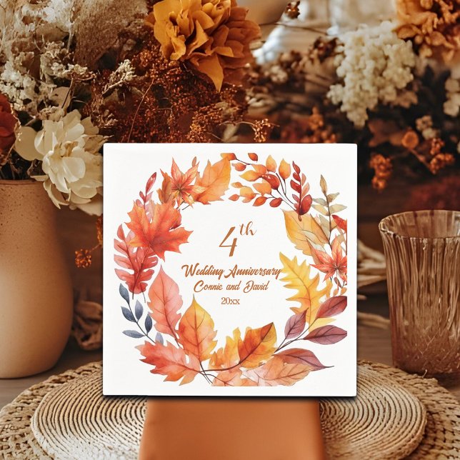 Servilleta De Papel 4.º Aniversario del Boda de la Flora de Otoño (Subido por el creador)