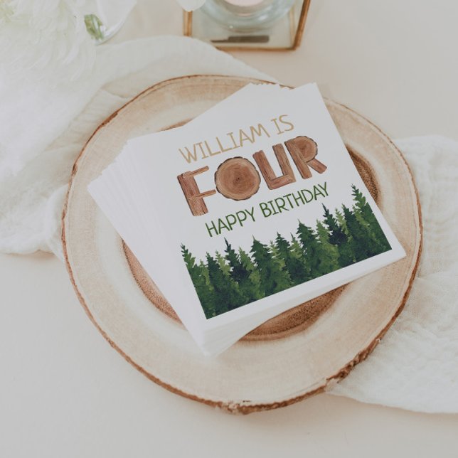 Servilleta De Papel 4.º nombre de cumpleaños Árboles verdes rústicos (Subido por el creador)