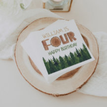 4.º nombre de cumpleaños Árboles verdes rústicos