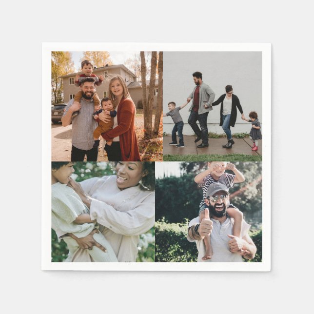 Servilleta De Papel 4 Collage Personalizado personalizado fotográfico (Anverso)