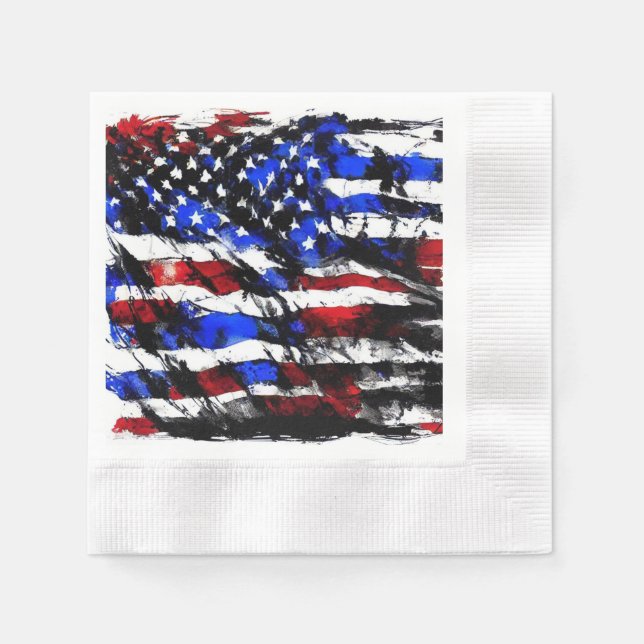Servilleta De Papel 4 de julio "Bandera Americana" Papel Napkin (Anverso)