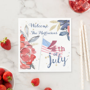 Servilleta De Papel 4 de julio Bandera personalizada Fiesta elegante
