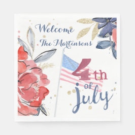 Servilleta De Papel 4 de julio Bandera personalizada Fiesta elegante