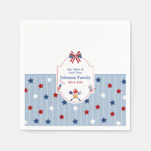 Servilleta De Papel 4 de julio BBQ Rojo Blanco Azul Rayas Patriótico