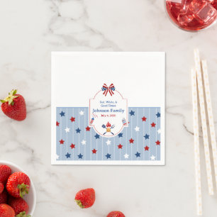 Servilleta De Papel 4 de julio BBQ Rojo Blanco Azul Rayas Patriótico