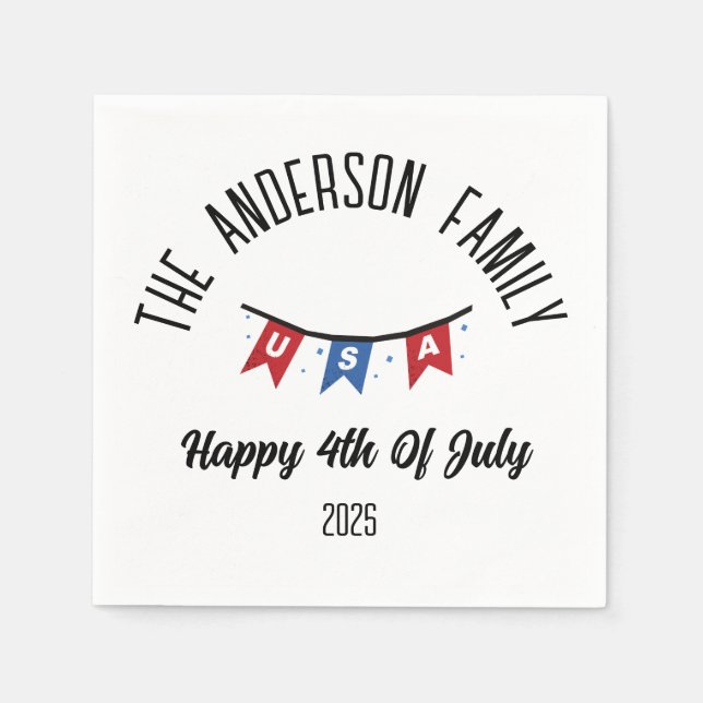 Servilleta De Papel 4 de julio Día de la Independencia Nombre personal (Anverso)