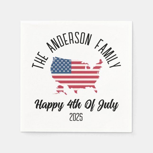 Servilleta De Papel 4 de julio Día de la Independencia Nombre personal (Anverso)