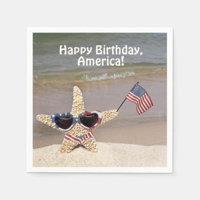 Servilleta De Papel 4 de julio fiesta pez estrella con bandera (Anverso)