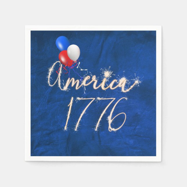 Servilleta De Papel 4 de julio Fiesta Sparkler Blue Leather Napkins (Anverso)