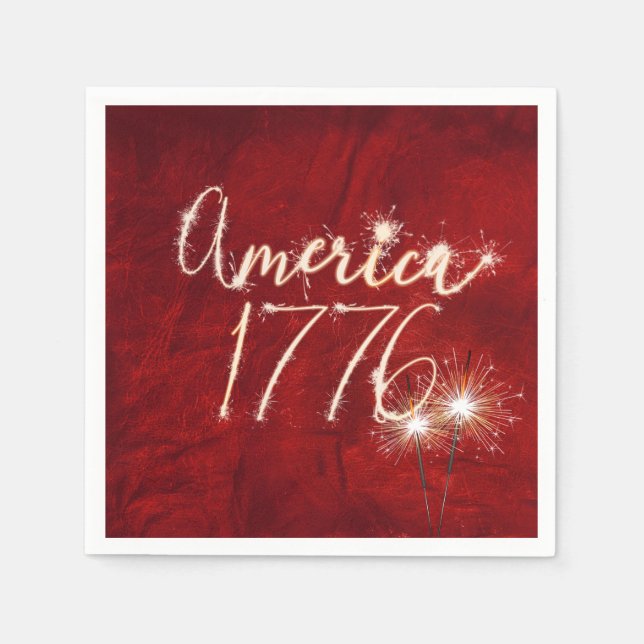 Servilleta De Papel 4 de julio Fiesta Sparkler Red Leather (Anverso)