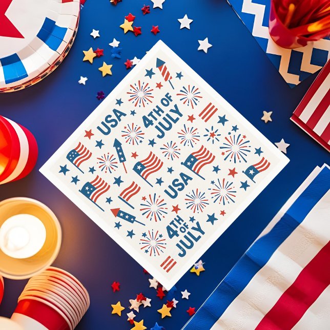 Servilleta De Papel 4 de julio 🇺 🇸 | Fuegos artificiales, estrellas  (Subido por el creador)