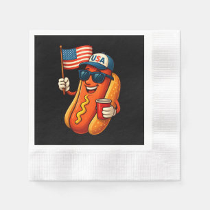 Servilleta De Papel 4 de julio Hotdog Funny Bandera Patriótica de EEUU