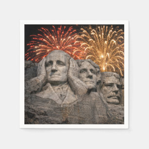 Servilleta De Papel 4 de julio Humor de Mount Rushmore con Fuegos Arti