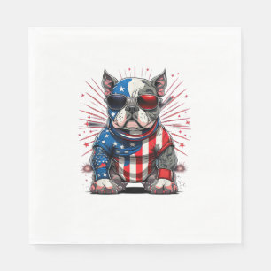 Servilleta De Papel 4 de julio Patriótico Americano Bully Dog Bandera 