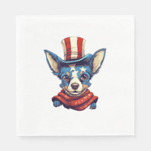 Servilleta De Papel 4 De Julio Perro Patriótico Rat Terrier