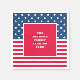 Servilleta De Papel 4 de julio Reunión de la familia Stars and Stripes