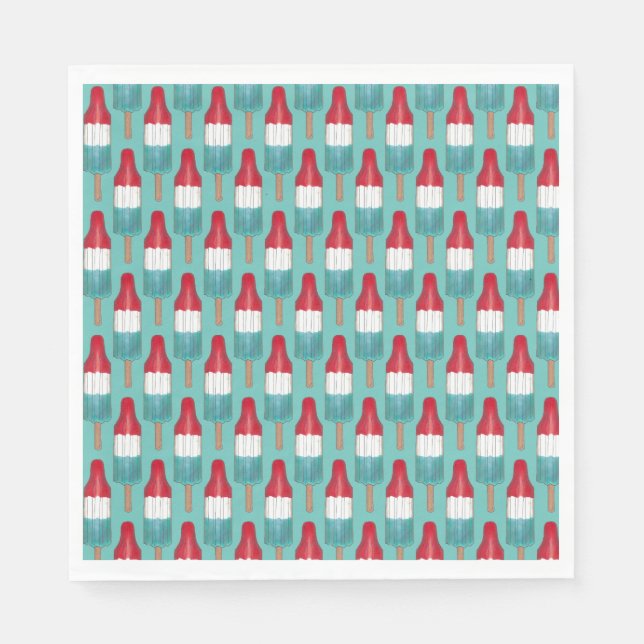 Servilleta De Papel 4 de julio Rocket Pop Patriótico Popsicle Rojo Azu (Anverso)