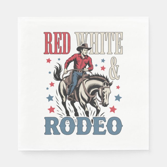 Servilleta De Papel 4 de julio Rodeo Cowboy (Anverso)