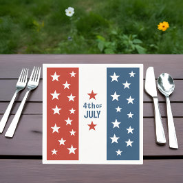 Servilleta De Papel 4 de julio Rojo, Blanco y Azul con estrellas