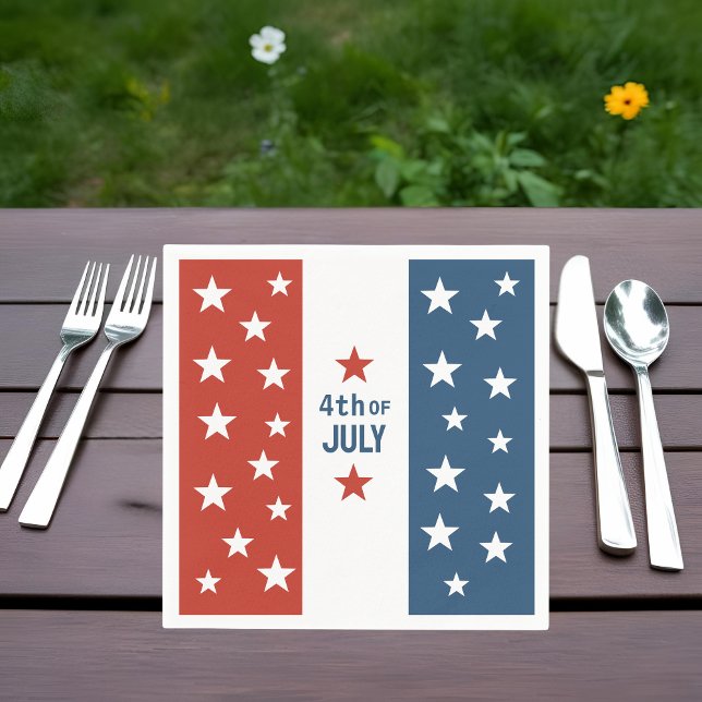 Servilleta De Papel 4 de julio Rojo, Blanco y Azul con estrellas (Subido por el creador)