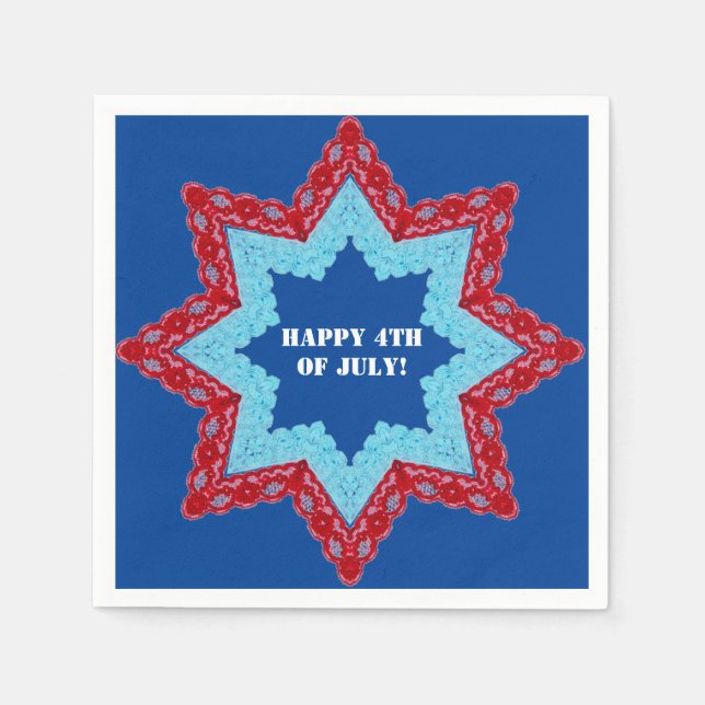 Servilleta De Papel 4th of July Lace Red White Blue  (Anverso)