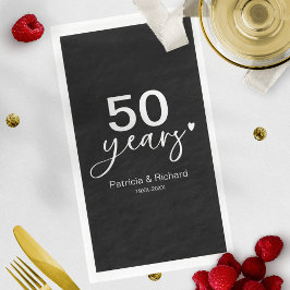 Servilleta De Papel 50º Aniversario de Boda Negro y Blanco 