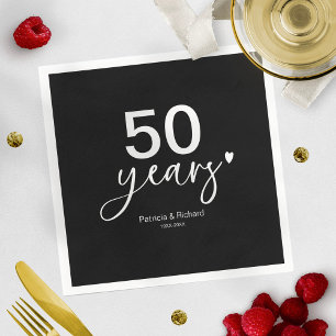 Servilleta De Papel 50º Aniversario de Boda Negro y Blanco