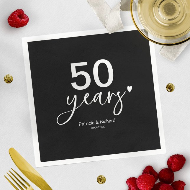 Servilleta De Papel 50º Aniversario de Boda Negro y Blanco  (Subido por el creador)