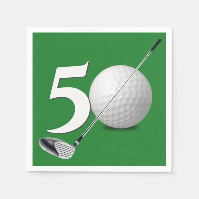 Servilleta De Papel 50.ª Bola De Golf Y Club (Anverso)
