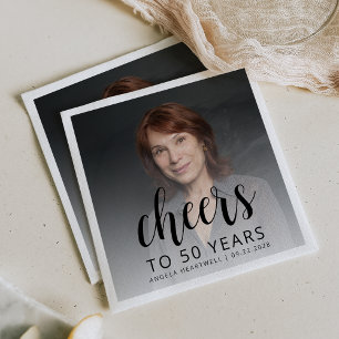 Servilleta De Papel 50.ª festividad de cumpleaños Foto de Black Script